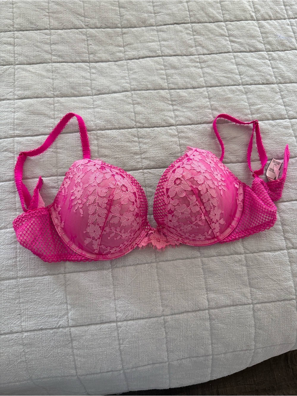 Victoria's Secret Hot Pink Lace Push-Up Bra